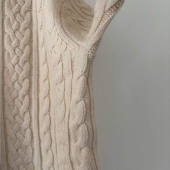 Demylee New York 100% Wool Cable Knit Cream Cable Knit Sweater Medium - Picture 4 of 8